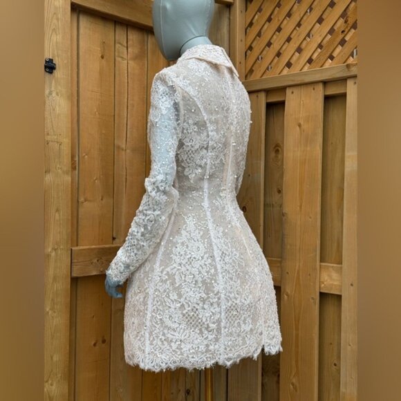 🆕 BRONX & BANCO 🧿 NWOT Adelaide White Lace Bridal Mini Dress, Sz XS US 2 - Picture 9 of 16